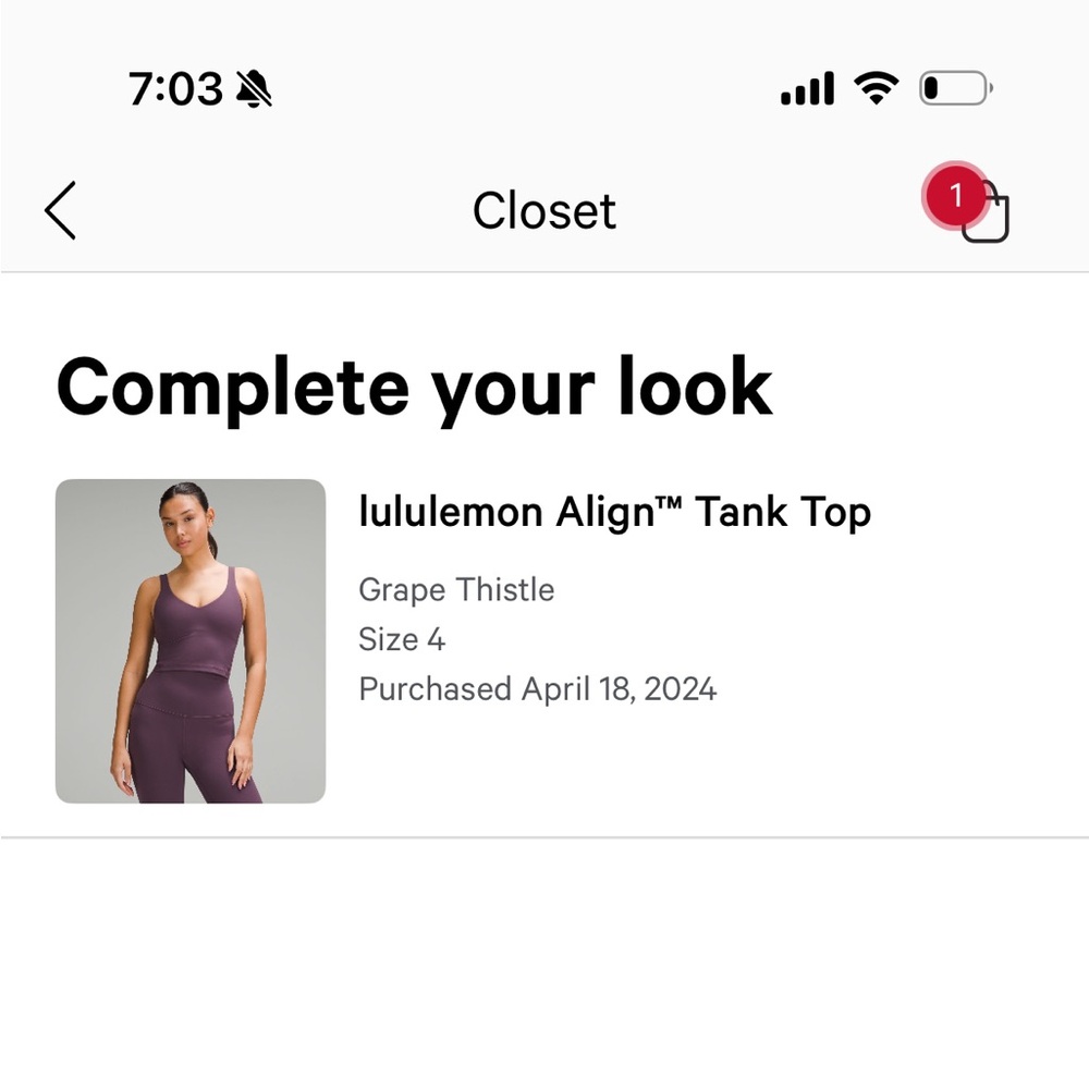 Lululemon grape thistle align set